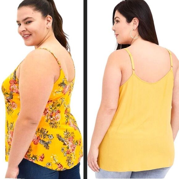 Torrid Yellow Ava Stretch Challis & Sophie Textured Bow Front Swing Cami Lot 2 2 - Picture 3 of 15